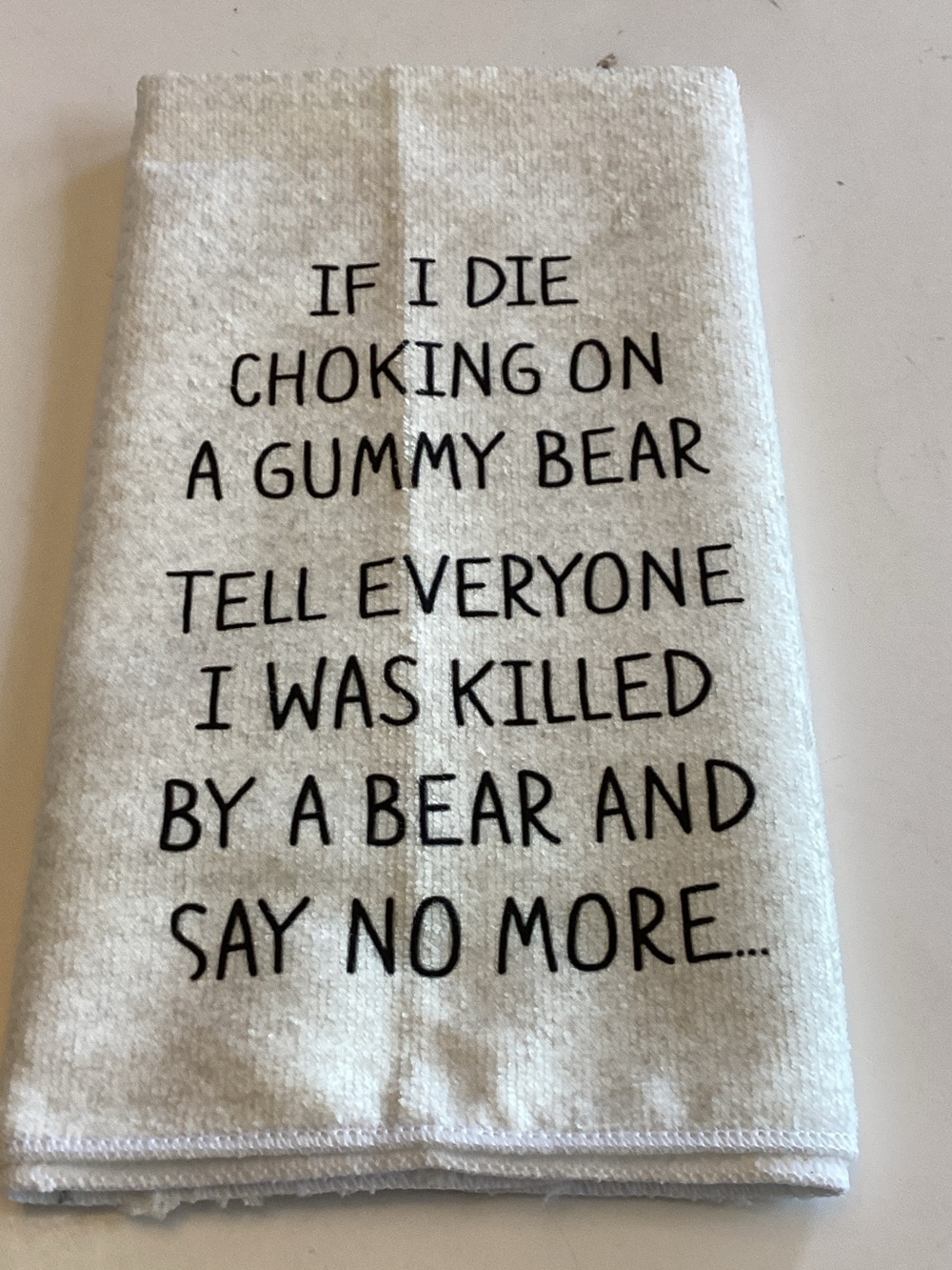 Funny 'Gummy Bear' Printed Kitchen Towel - White